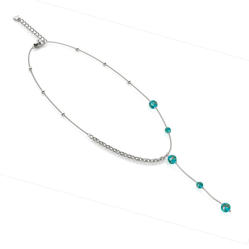 Teal | Silver | Firefly Glass Cascade Double Pendant